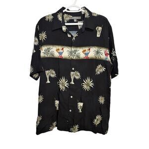 Croft & Barrow mens cocktail hawaiian short sleeve button down camp‎ shirt large